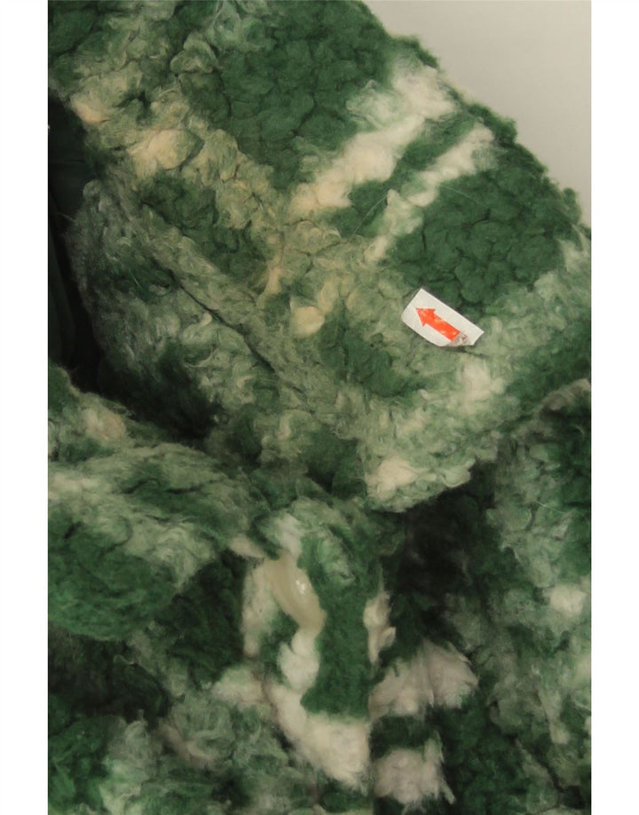 Damska kurtka polarowa oversize Zara UK 14, duża, zielona, poliestrowa w kratę