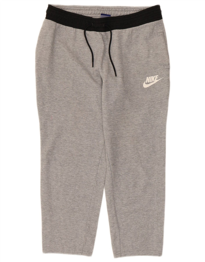Męskie spodnie dresowe Nike Capri, małe, szare, bawełniane z blokami kolorów