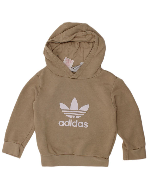 ADIDAS Baby Girls Graphic Hoodie Jumper 18-24 Months Beige Cotton