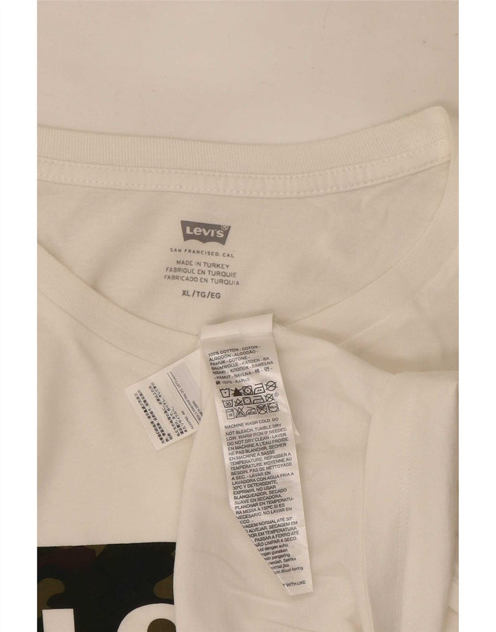 Męska koszulka z grafiką Levi's Top XL, biała bawełna