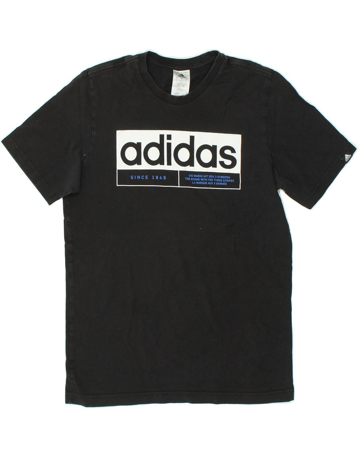 ADIDAS Mens Graphic T-Shirt Top Small Black Cotton Vintage Adidas and Second-Hand Adidas from Messina Hembry 