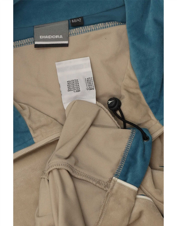 Diadora Męska welurowa kurtka dresowa 3XL Beżowy poliester z blokami kolorów