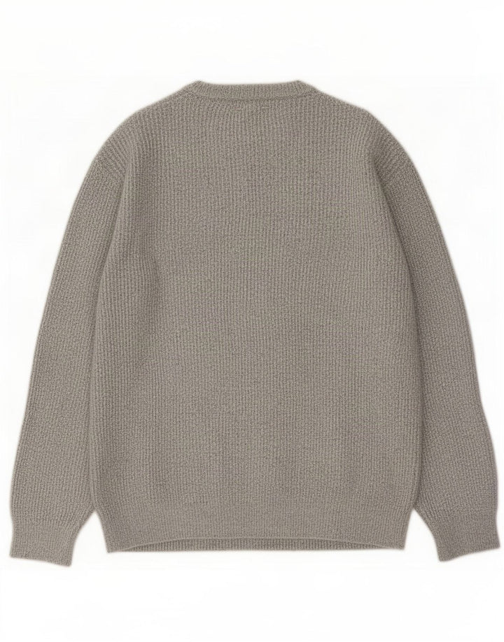 Marks & Spencer Męski sweter z okrągłym dekoltem, duży, szary poliamid