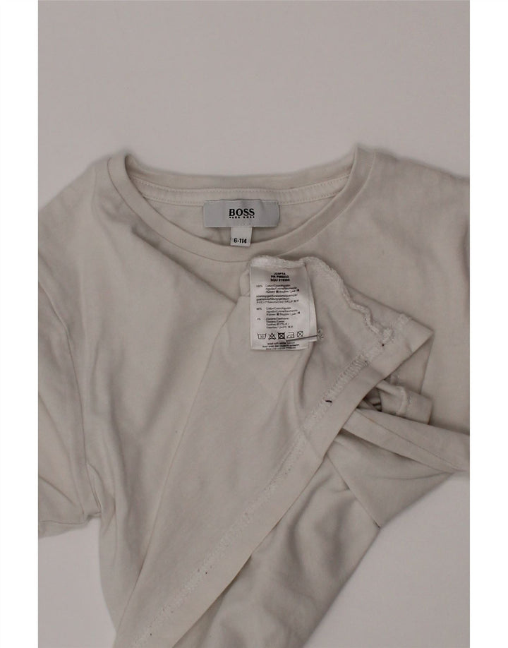 T-shirt chłopięcy Hugo Boss, 5-6 lat, biała bawełna