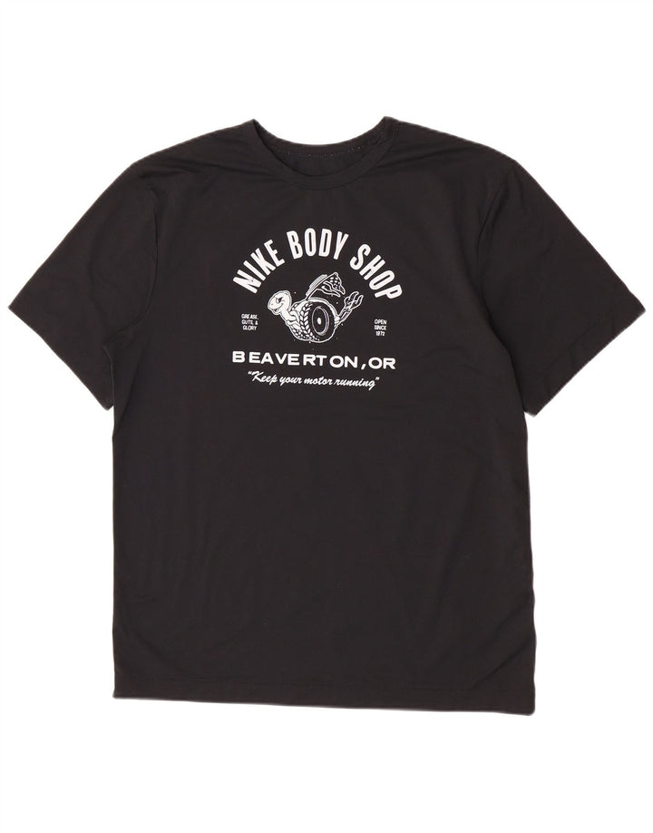 Męski T-shirt z grafiką Nike Dri Fit, średni czarny poliester