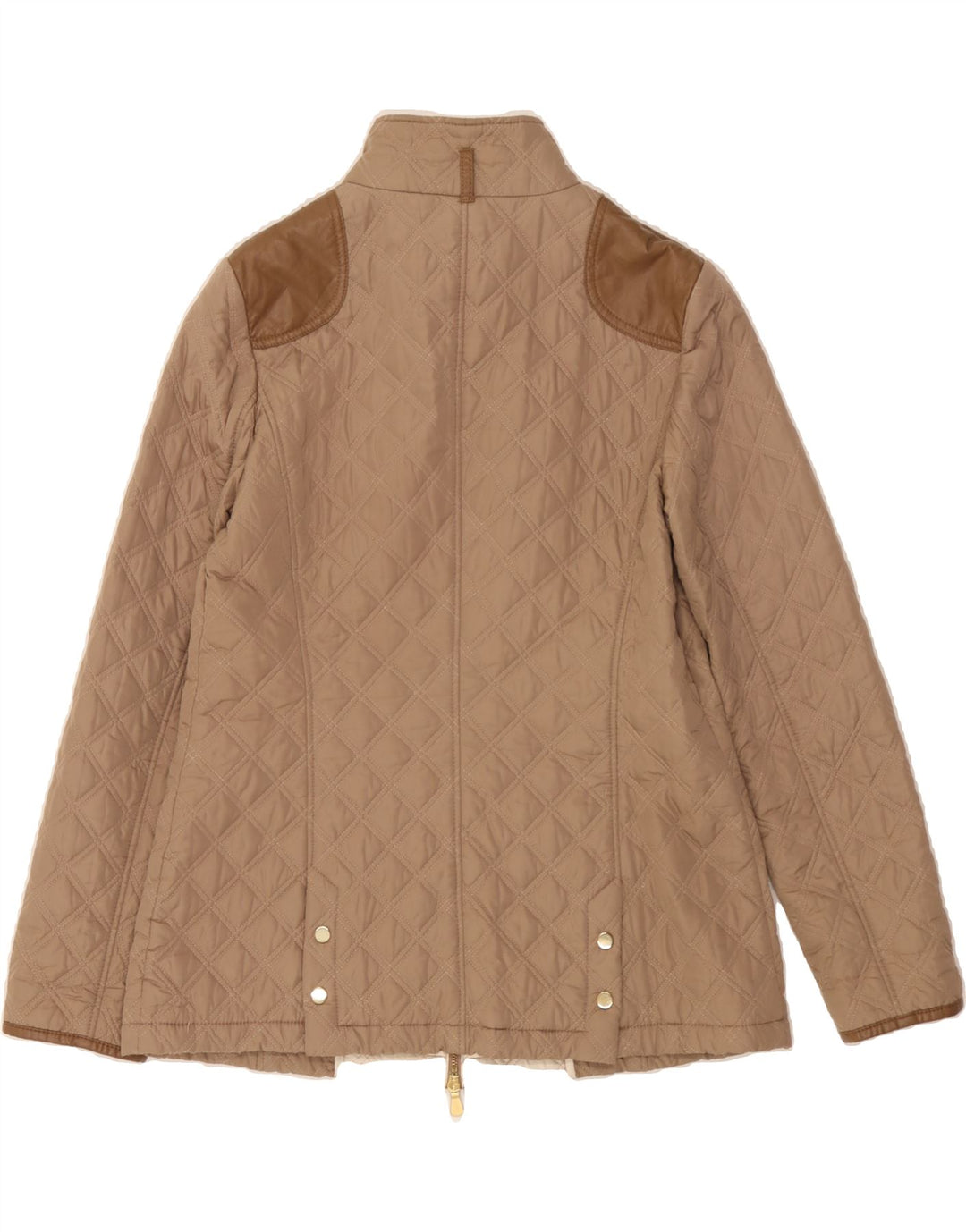 LUISA SPAGNOLI Womens Quilted Jacket UK 14 Medium Brown Polyester Vintage Luisa Spagnoli and Second-Hand Luisa Spagnoli from Messina Hembry 