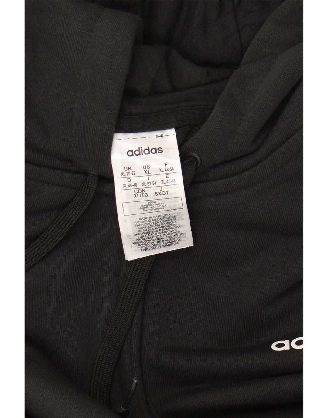 Damski sweter ADIDAS z kapturem i zamkiem, UK 20/22 XL, czarna bawełna