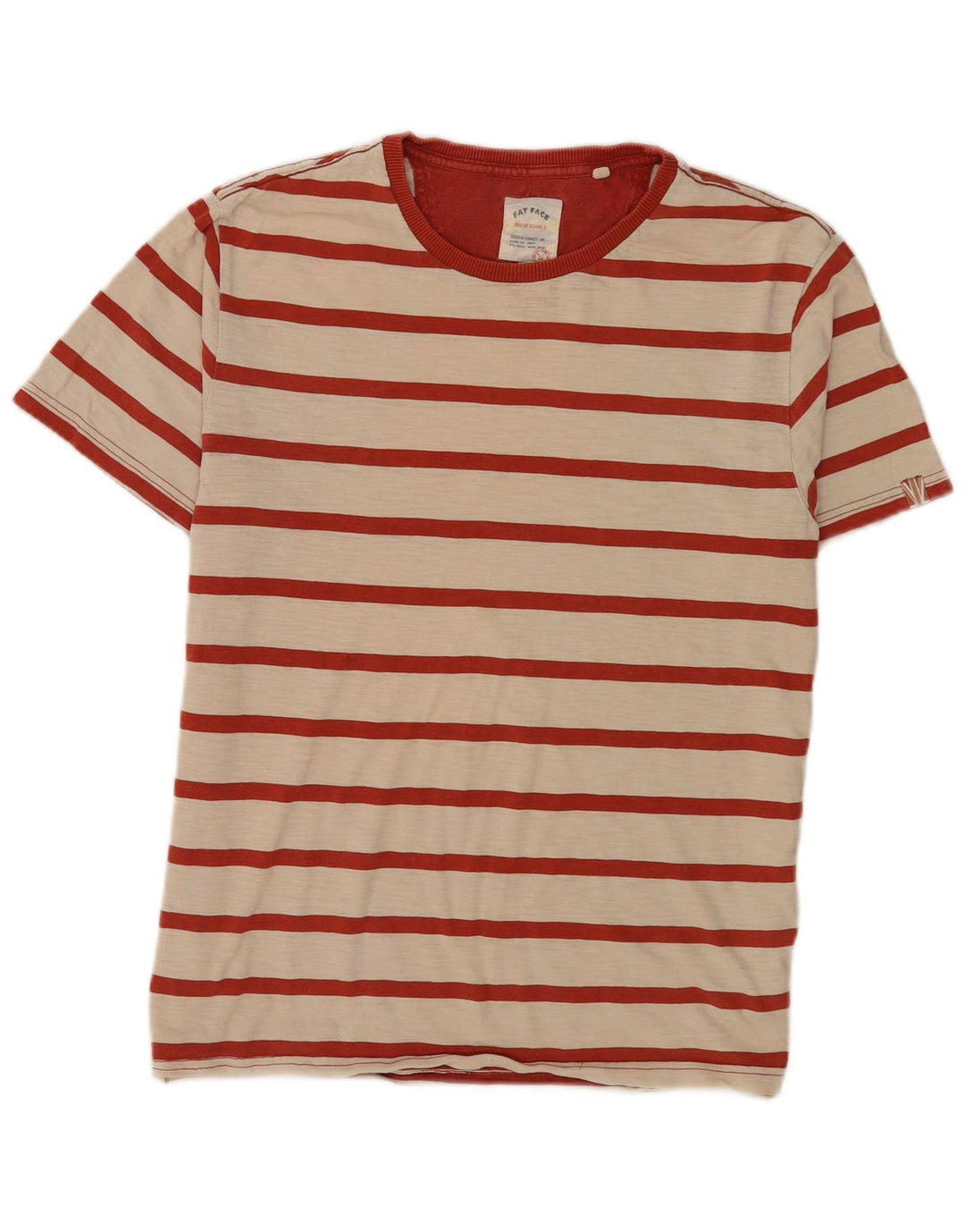 T-shirt męski Fat Face Top z średniej beżowej bawełny w paski