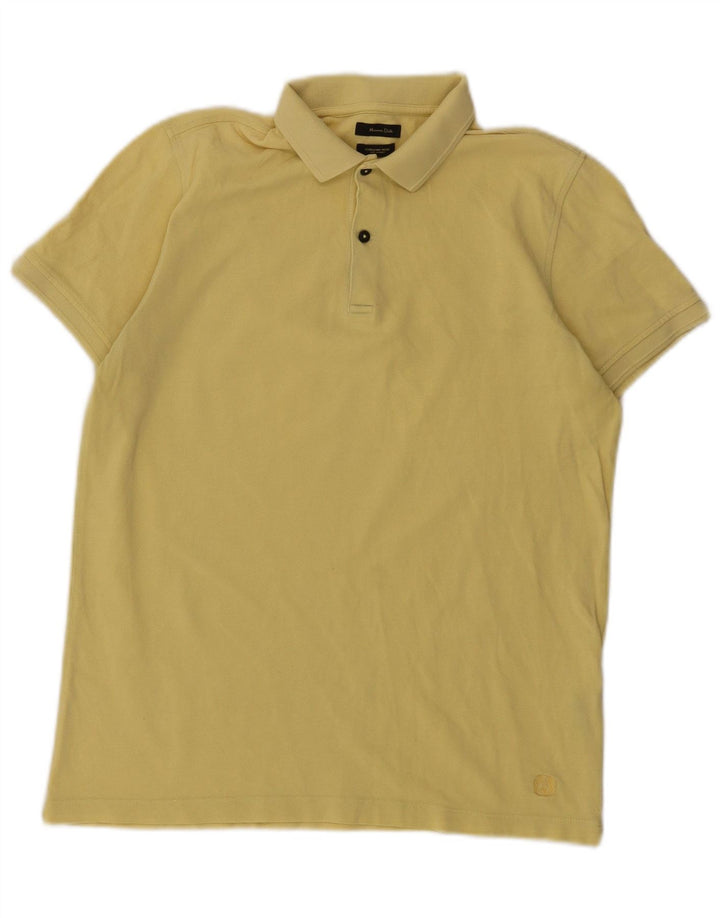 Męska koszulka polo Massimo Dutti, średnia żółta bawełna