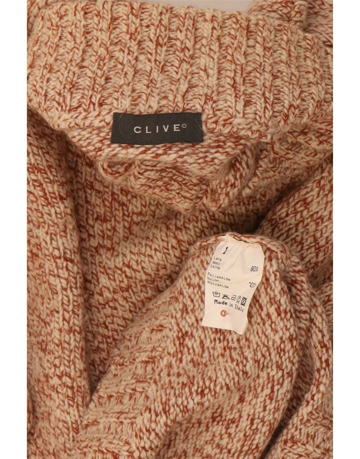 Vintage męski sweter zapinany na guziki, duży, brązowy, wełniany nakrapiany
