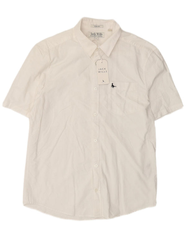 Jack Wills Mens Short Sleeve Slim Fit Shirt Medium White Cotton