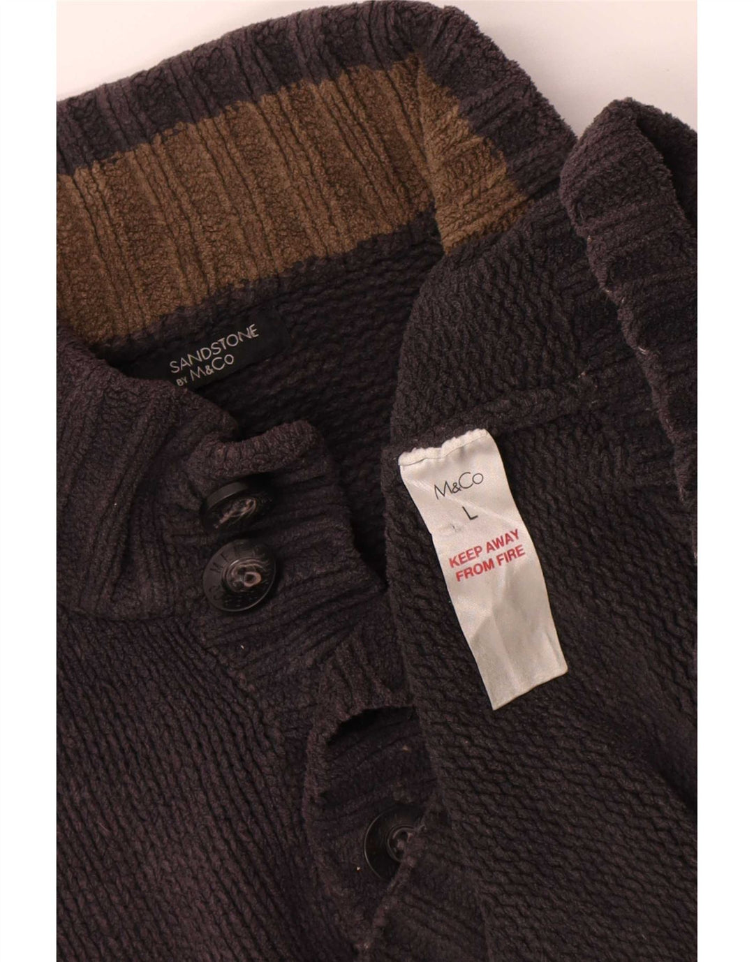 M&Co Męski sweter zapinany na guziki, duży, szary poliester