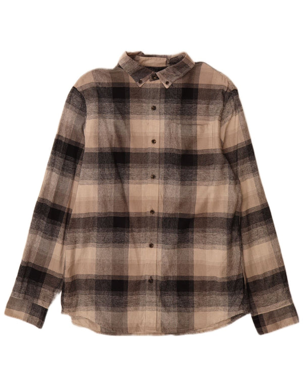 Marks & Spencer Mens Flannel Shirt Large Brown Check Cotton