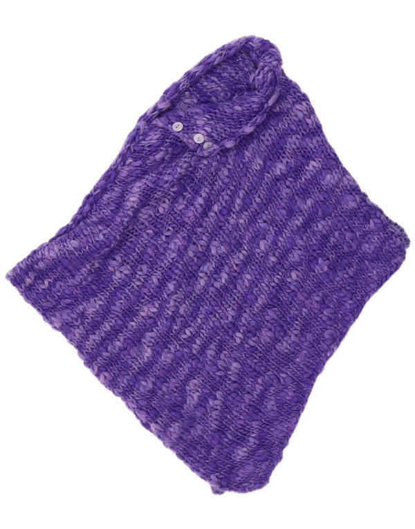 Vintage damski sweter ponczo w jednym rozmiarze, fioletowy nakrapiany