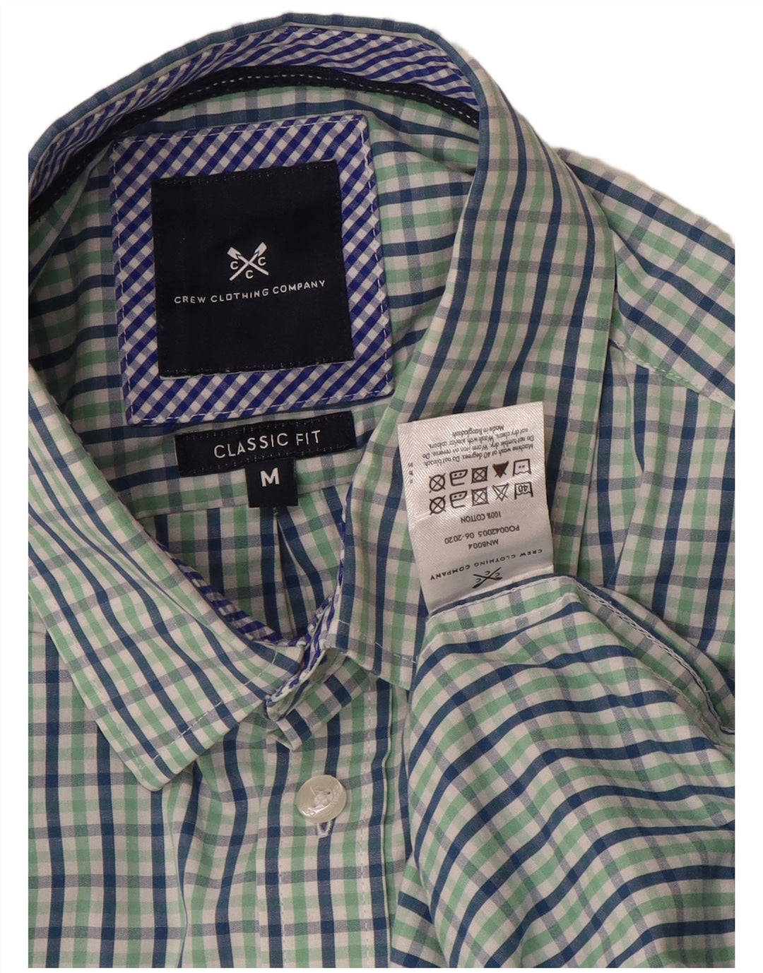 Crew Clothing Męska koszula o klasycznym kroju, średnia zielona bawełna w kratkę