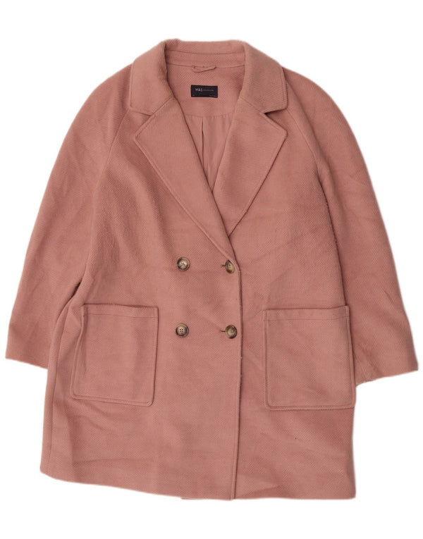 Marks & Spencer Damski płaszcz dwurzędowy UK 18 XL, różowy poliester