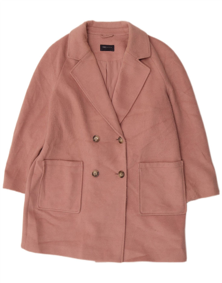 Marks & Spencer Damski płaszcz dwurzędowy UK 18 XL, różowy poliester