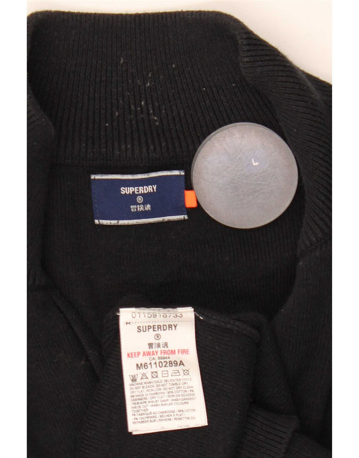 Męski sweter z zamkiem błyskawicznym Superdry, duży, czarny, bawełniany