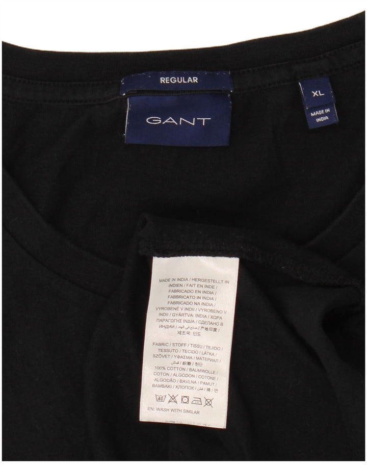 Męska koszulka Gant Regular Top XL, czarna, bawełniana
