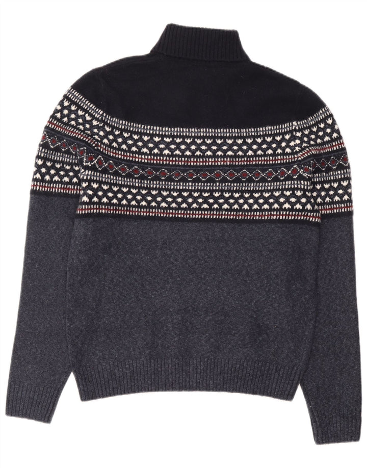 Marks & Spencer Męski sweter z golfem, duży, granatowy Fair Isle