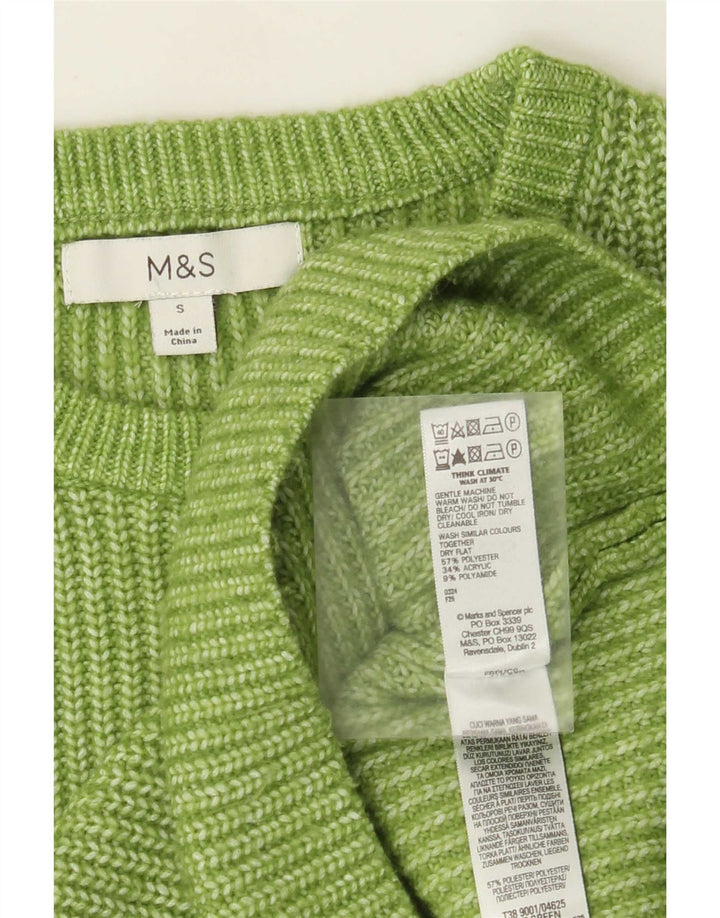 Marks & Spencer Damski sweter z dekoltem w łódkę, UK 10, mały, zielony, poliester