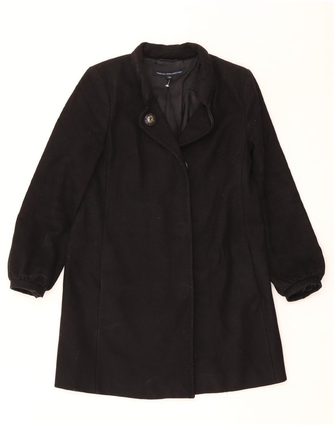 Damski płaszcz oversize French Connection UK 8 Small, czarna, dziewicza wełna
