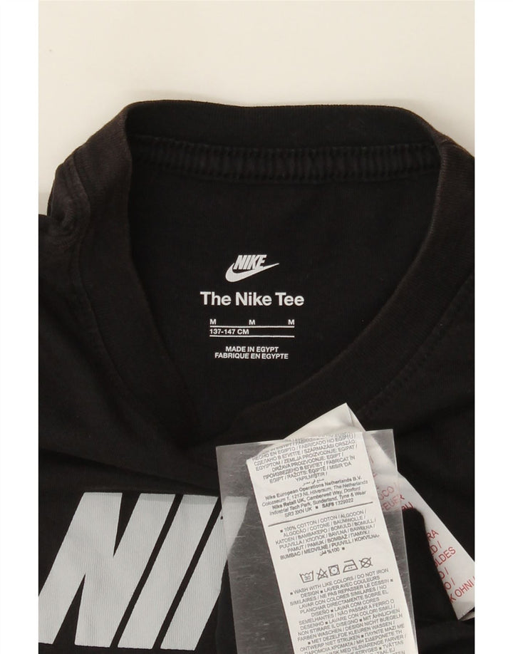 Chłopięcy T-shirt z grafiką Nike na 10-11 lat, średni czarny, bawełniany