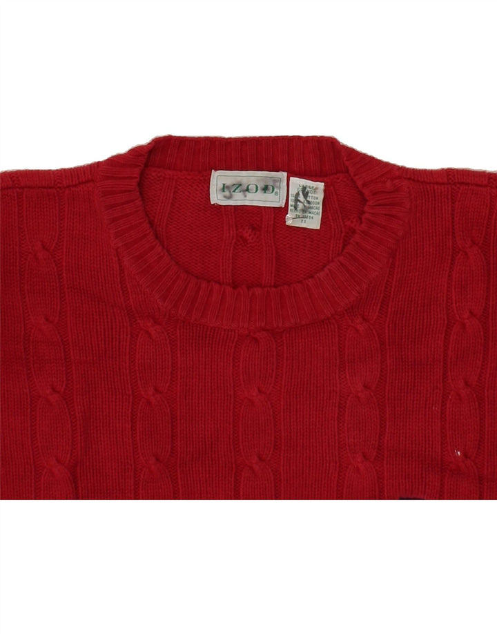IZOD Mens Crew Neck Jumper Sweater Large Red Cotton Vintage Izod and Second-Hand Izod from Messina Hembry 