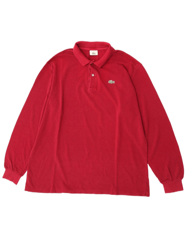 Męska koszulka polo Lacoste z długim rękawem, rozmiar 7, 2XL, bordowa bawełna