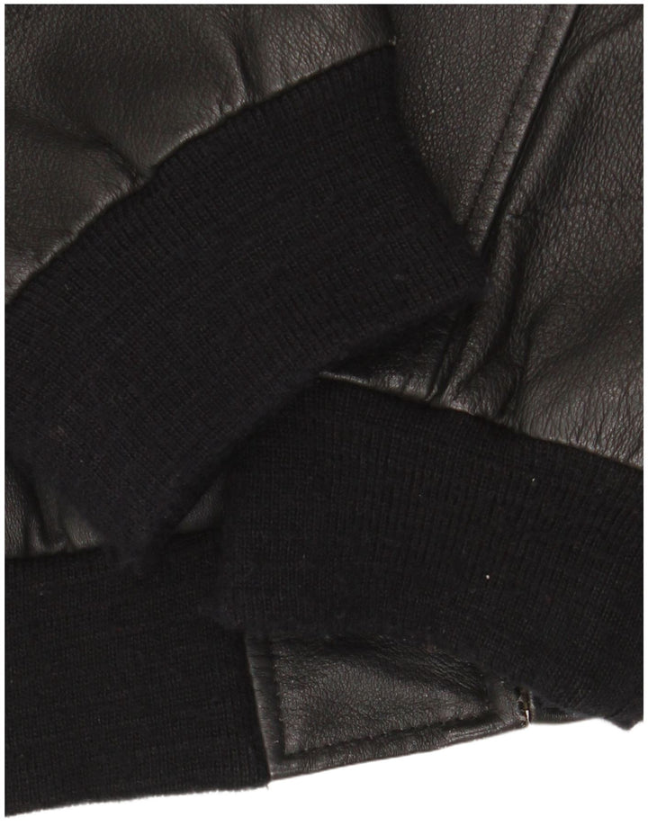 Męska kurtka skórzana bomber Henry Morell EU 48, średnia czarna skóra