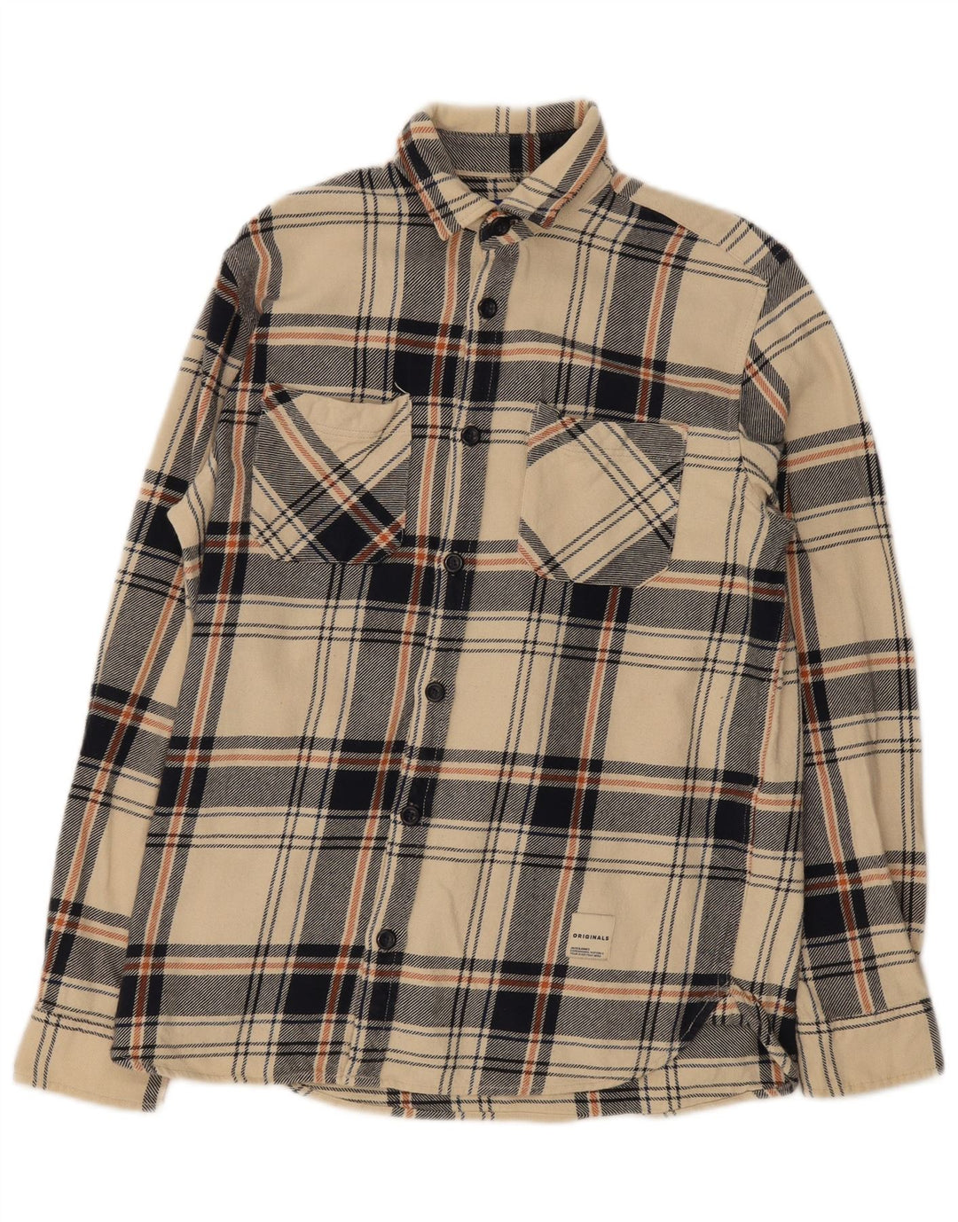 Koszula flanelowa męska Jack & Jones o regularnym kroju, mała, beżowa, bawełniana w kratkę