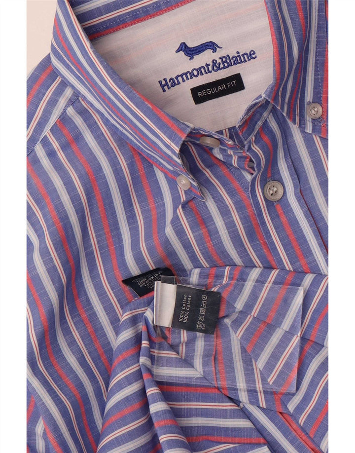 Harmont & Blaine Męska Koszula Regular Fit Średni Niebieski w Paski, Bawełna