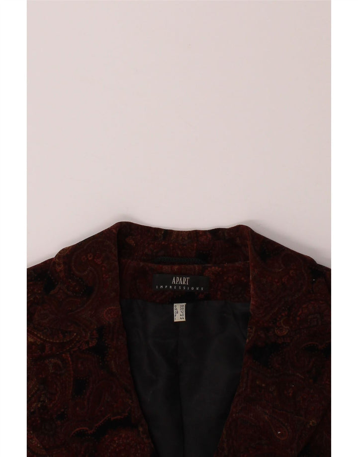 APART Womens 2 Button Blazer Jacket UK 12 Medium  Brown Paisley Cotton Vintage Apart and Second-Hand Apart from Messina Hembry 