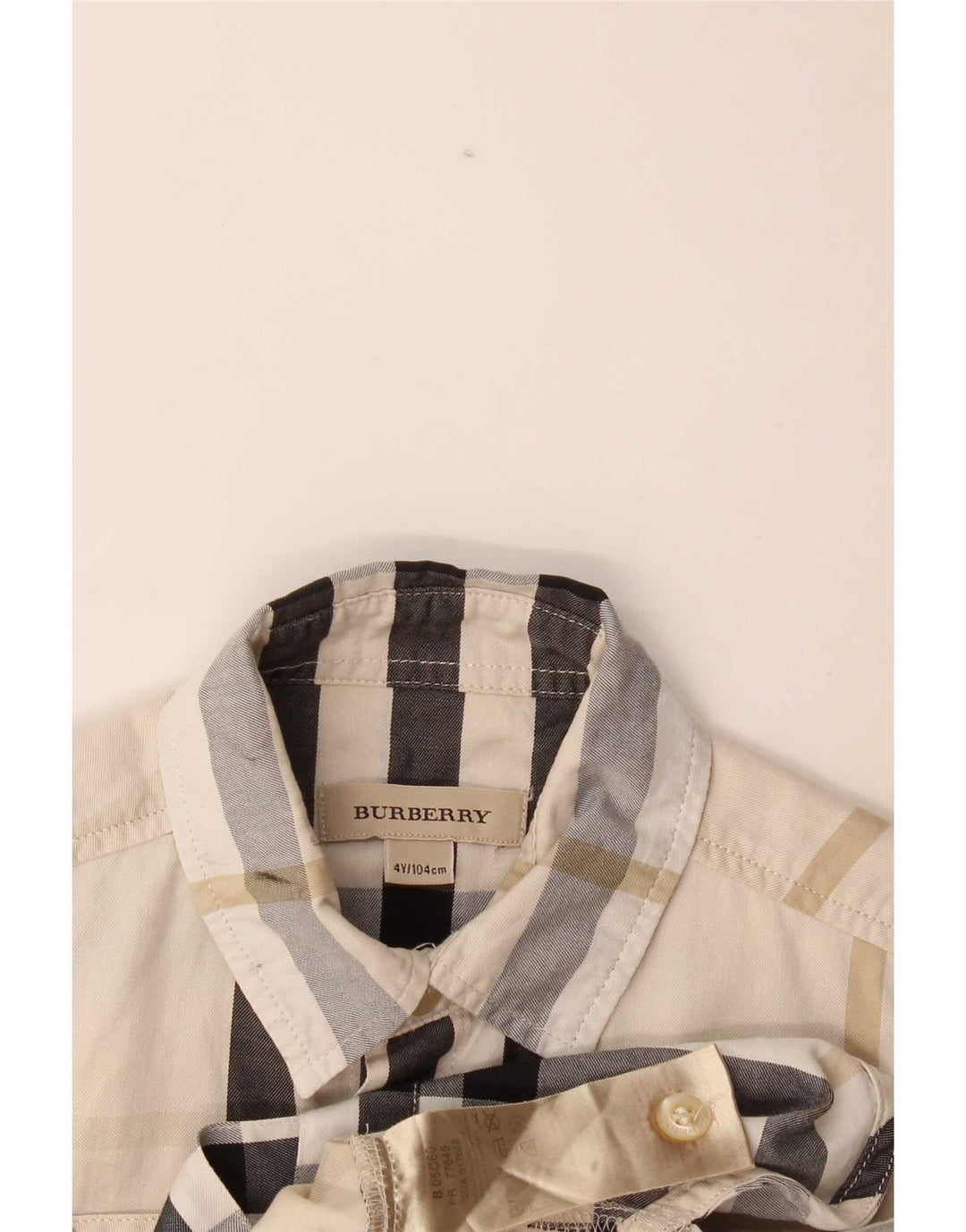 Koszula chłopięca z krótkim rękawem Burberry, 3-4 lata, w beżową kratę