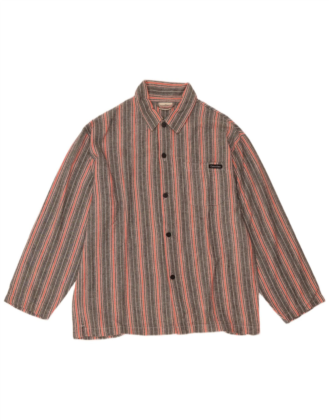 CALVIN KLEIN Męska koszula o luźnym kroju, w małe, szare, bawełniane paski
