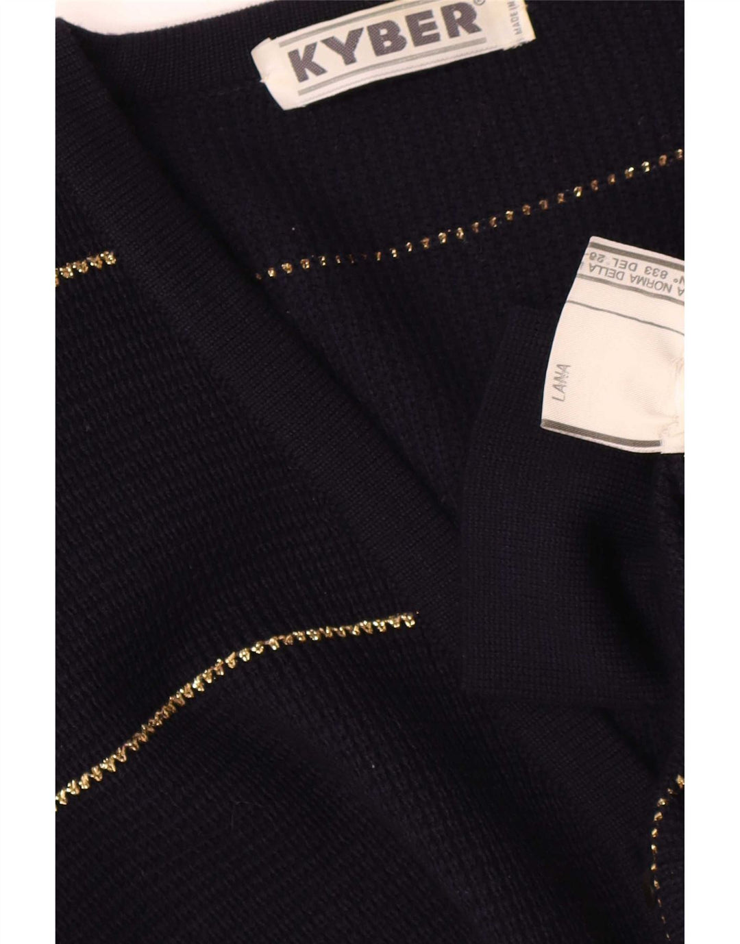 Sweter damski Kyber Cardigan UK 16, duży, wełniany w granatowe paski