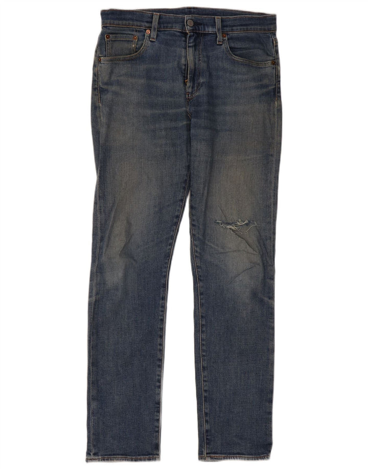 Męskie jeansy Levi's 502 w trudnej sytuacji, zwężane W30 L32, niebieska bawełna