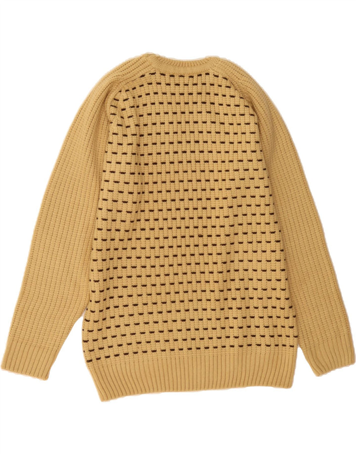 MACCALI Mens Crew Neck Jumper Sweater Small Beige Striped Acrylic Vintage Maccali and Second-Hand Maccali from Messina Hembry 