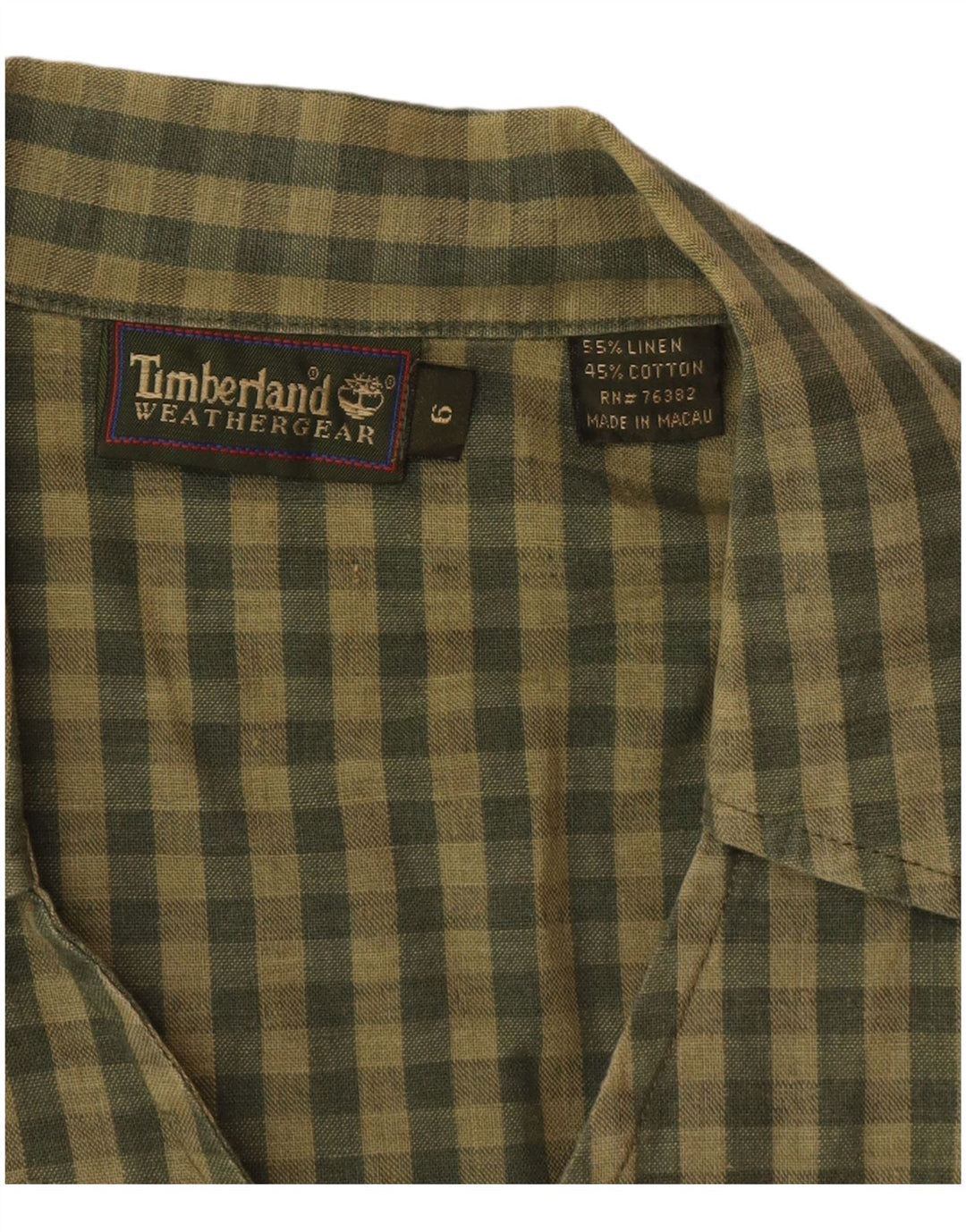 Damska bluzka bez rękawów Timberland US 6 Medium Khaki Gingham Linen