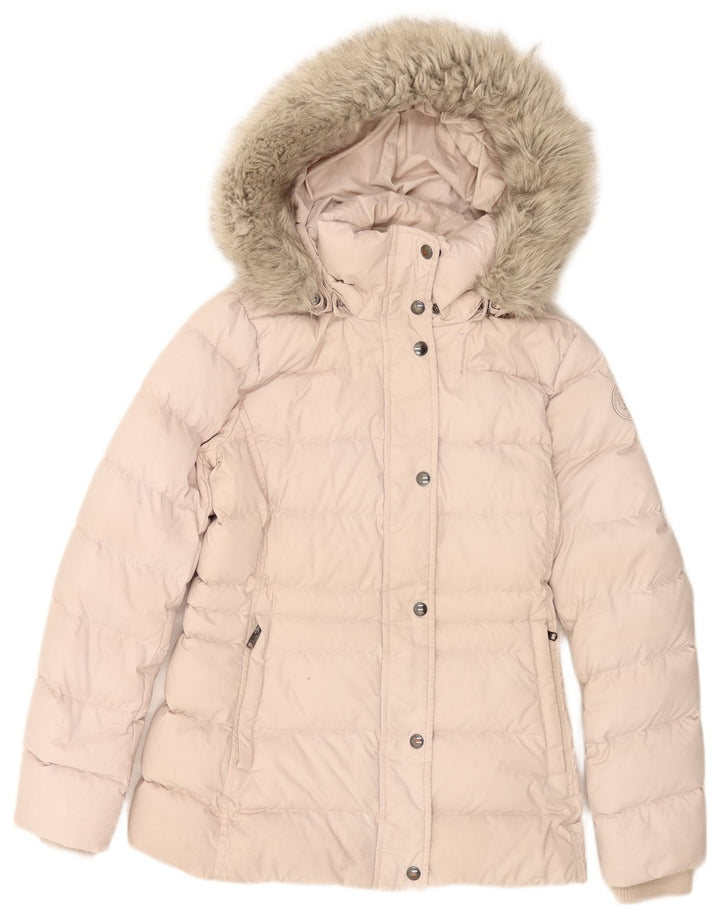 Damska ocieplana kurtka z kapturem Tommy Hilfiger UK 6 XS Różowy poliester