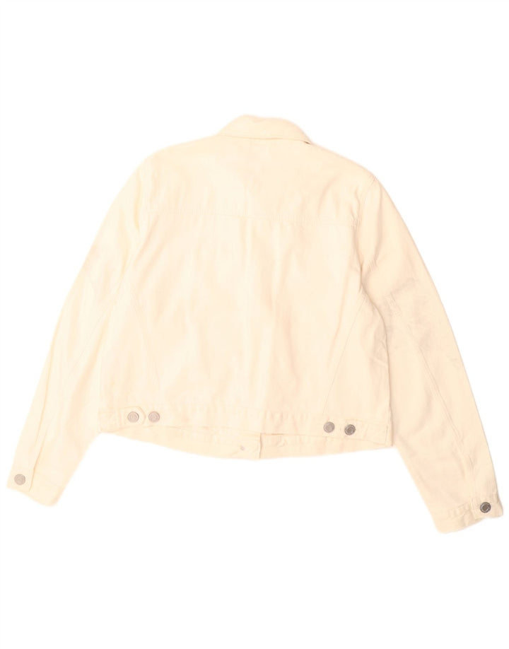 Marks & Spencer Damska kurtka dżinsowa Crop UK 16, duża, złamanej bieli, bawełniana