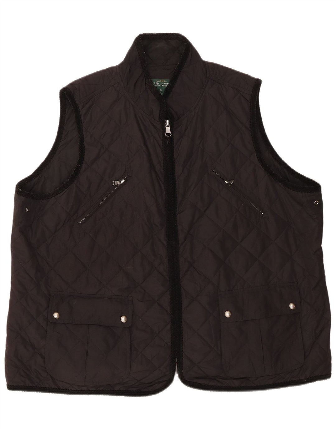 Damska pikowana kamizelka Ralph Lauren UK 22 3XL Czarny poliester