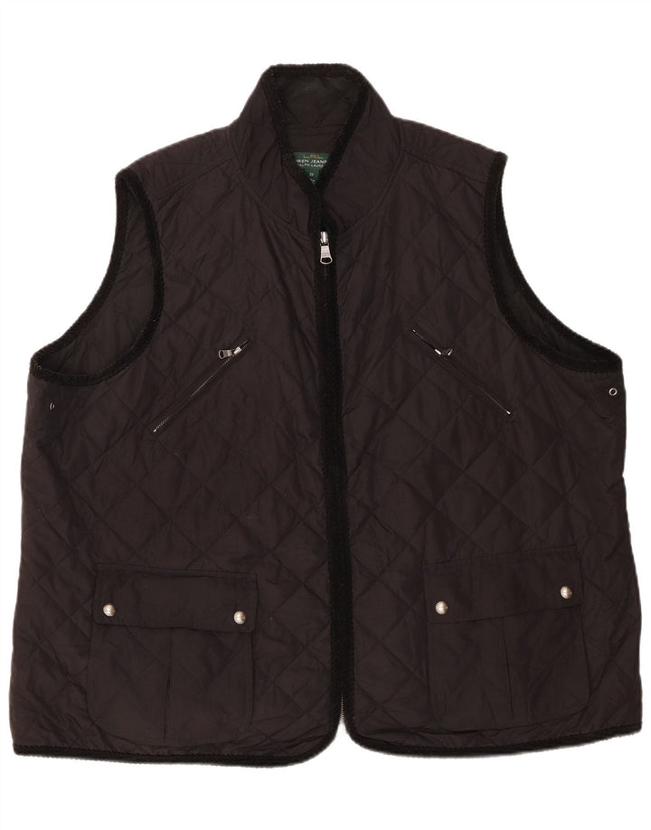 Damska pikowana kamizelka Ralph Lauren UK 22 3XL Czarny poliester