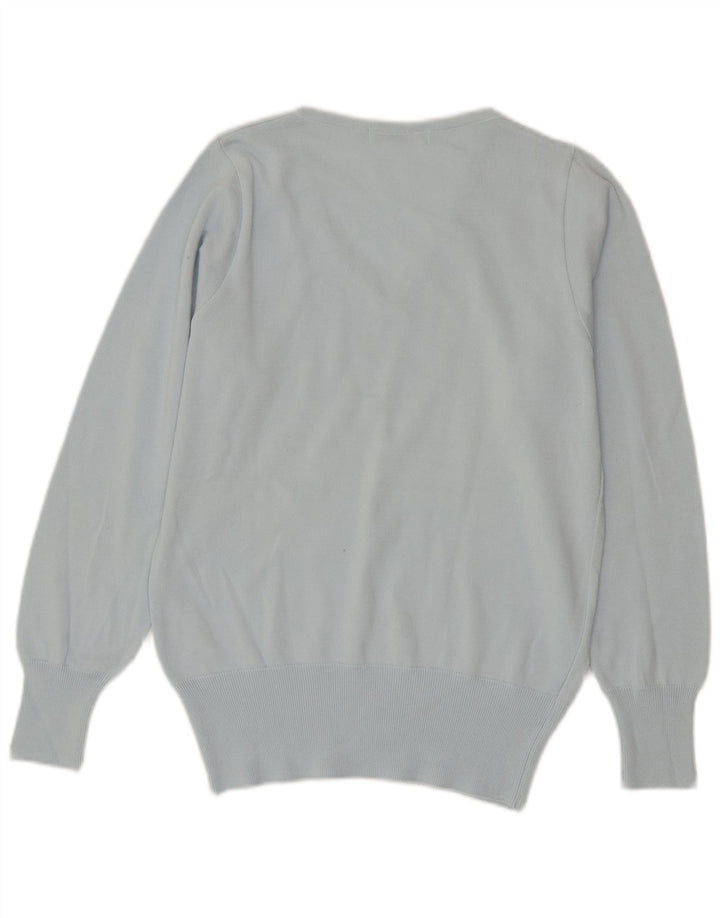 Lacoste Damski sweter z dekoltem w kształcie litery V, rozmiar 42, duży, niebieski, bawełniany