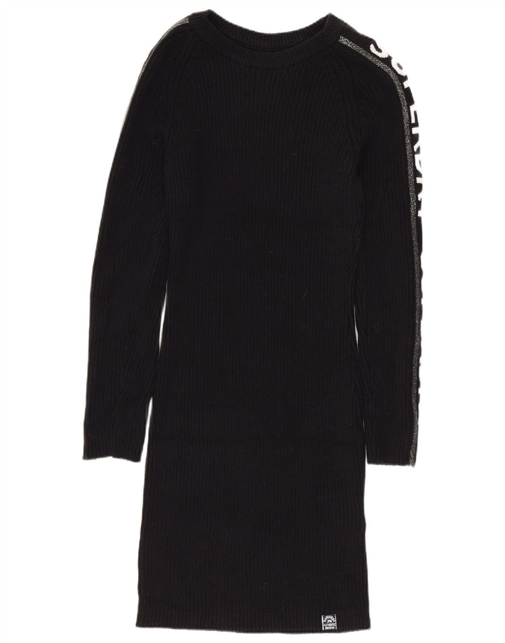 Damska sukienka sweterkowa SUPERDRY z grafiką UK 12, średnia czarna bawełna