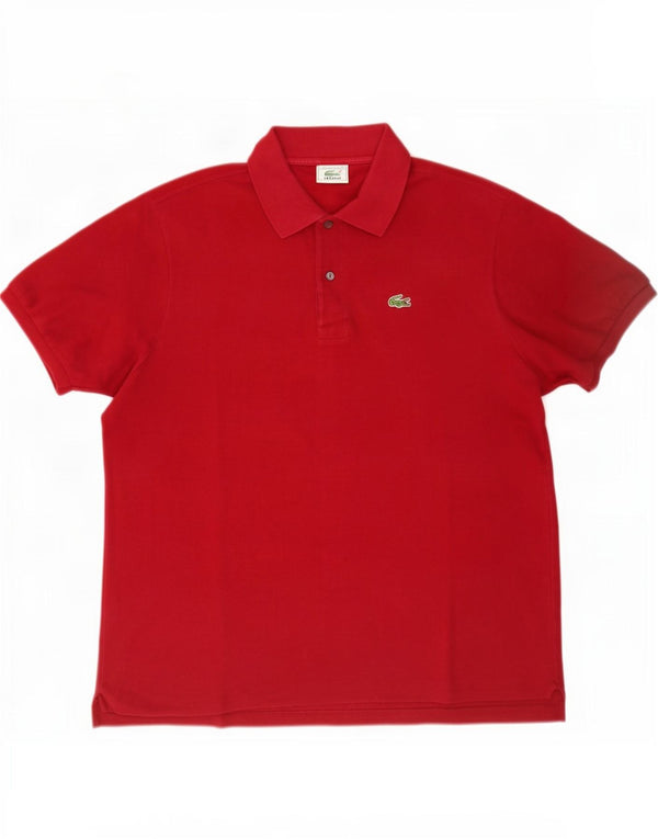 Męska koszulka polo Lacoste, rozmiar 7, 2XL, bordowa bawełna