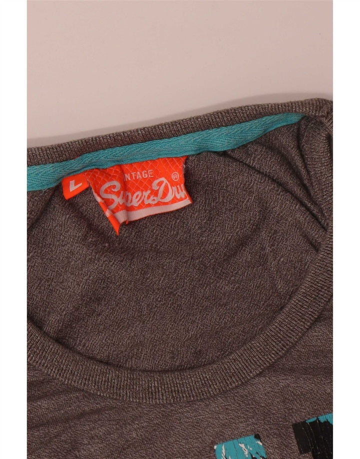 Męska kamizelka z grafiką Superdry, duża, szara, bawełniana