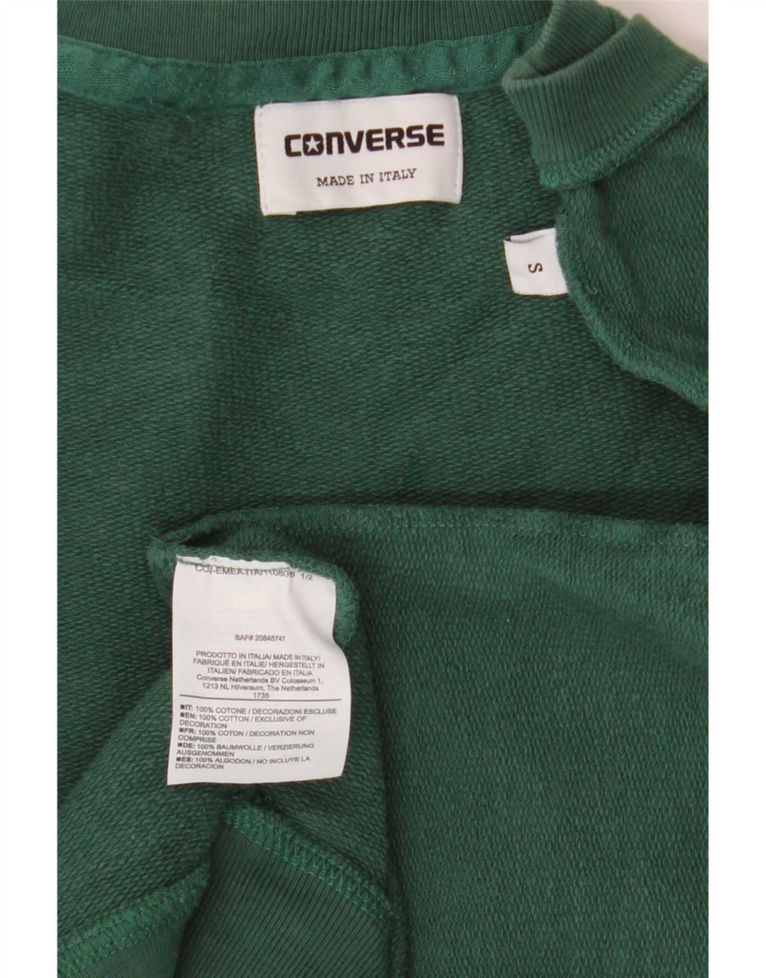 Converse Męska bluza dresowa, mała, zielona, bawełniana