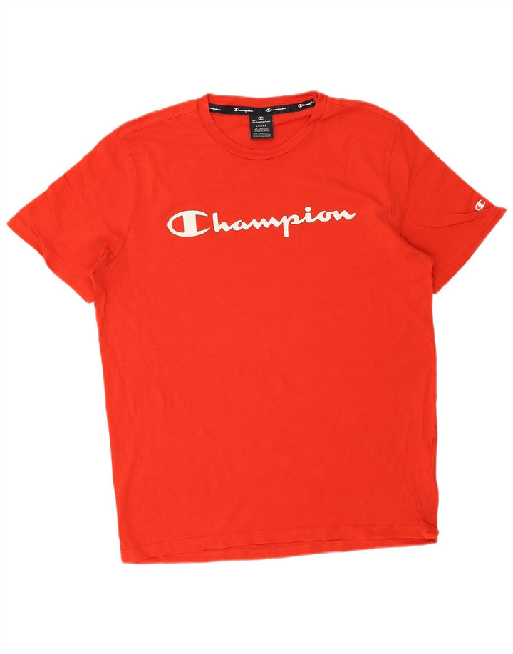 Męski T-shirt Champion z grafiką, duży, czerwony, bawełniany