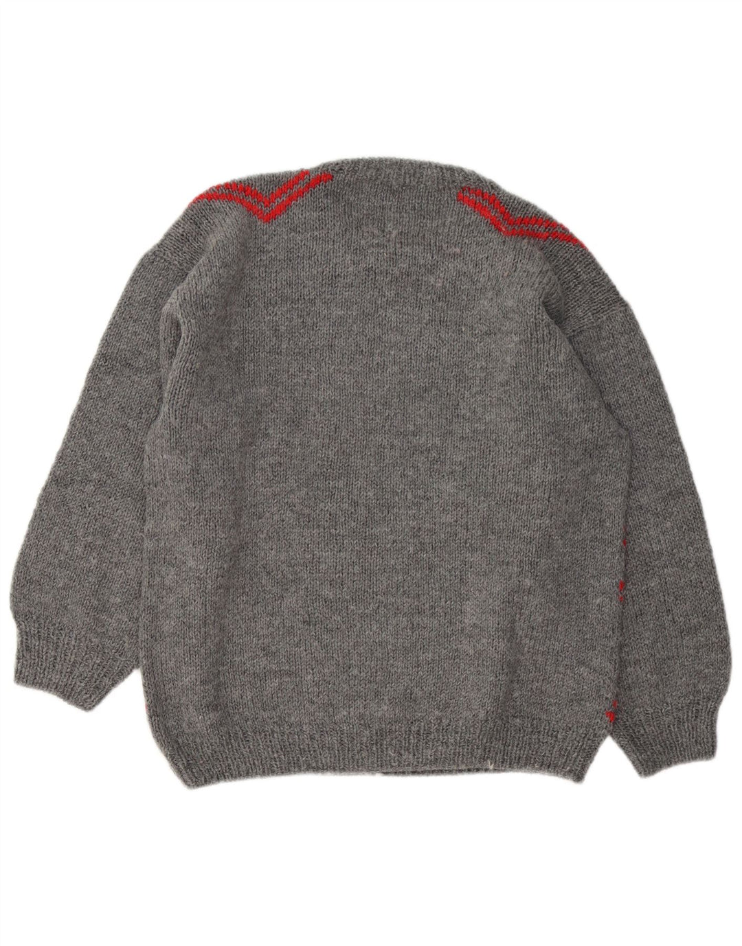 Vintage męski sweter z wycięciem pod szyją, duży, szary, geometryczny